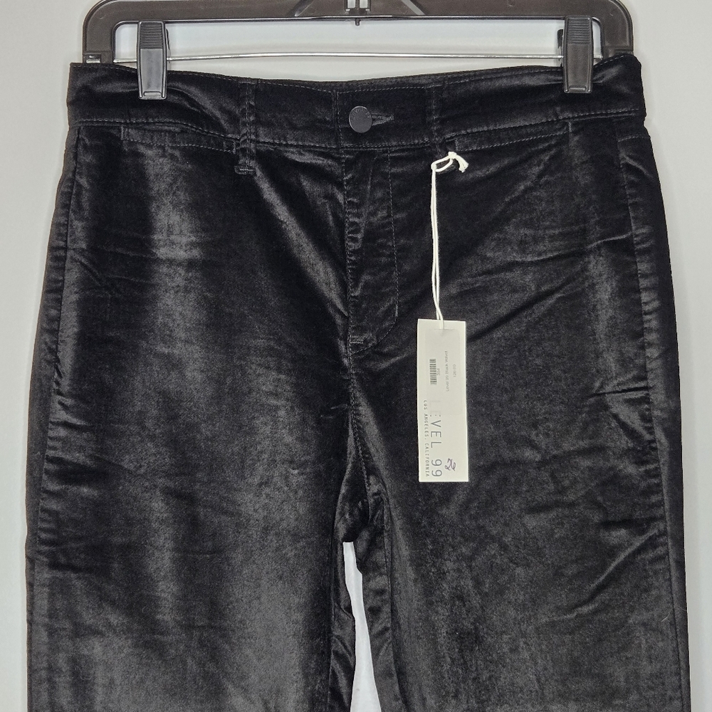 NWT LEVEL 99 Black Velvet Skinny Pants Size 26